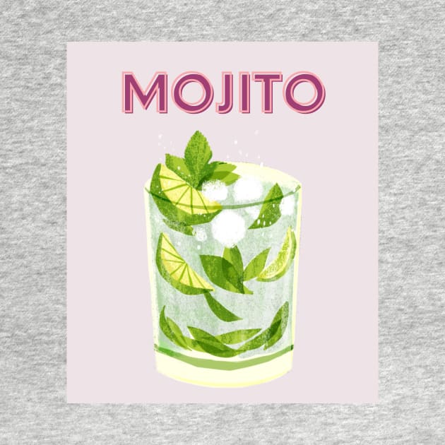 Cute Feminine Y2k Girly Mojito Cocktail Print by madiwestdal